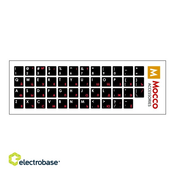 Mocco Keyboard Sticks ENG / RU With Laminated Waterproof Level White / Red image 1