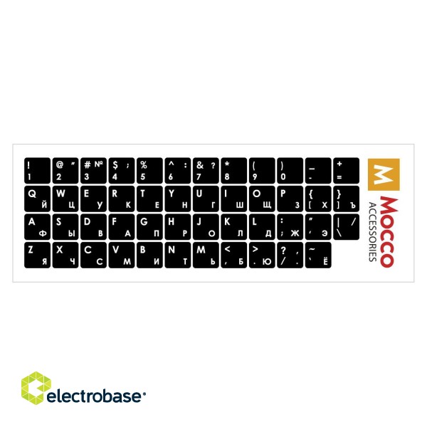 Mocco Keyboard Sticks ENG / RU With Laminated Waterproof Level White / White image 1