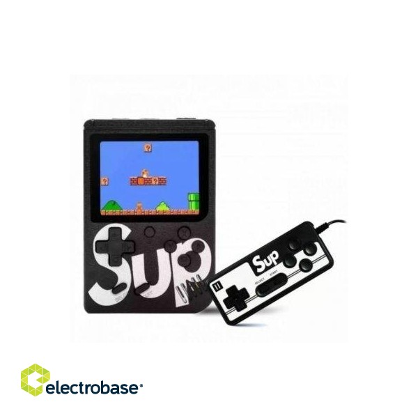 RoGer Retro mini Spēļu konsole ar 400 spēlēm / 3 collu krāsains ekrāns / TV izeja / Pults / Melns image 1