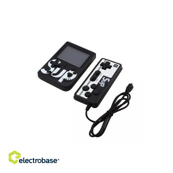 RoGer Retro mini Spēļu konsole ar 400 spēlēm / 3 collu krāsains ekrāns / TV izeja / Pults / Melns image 2