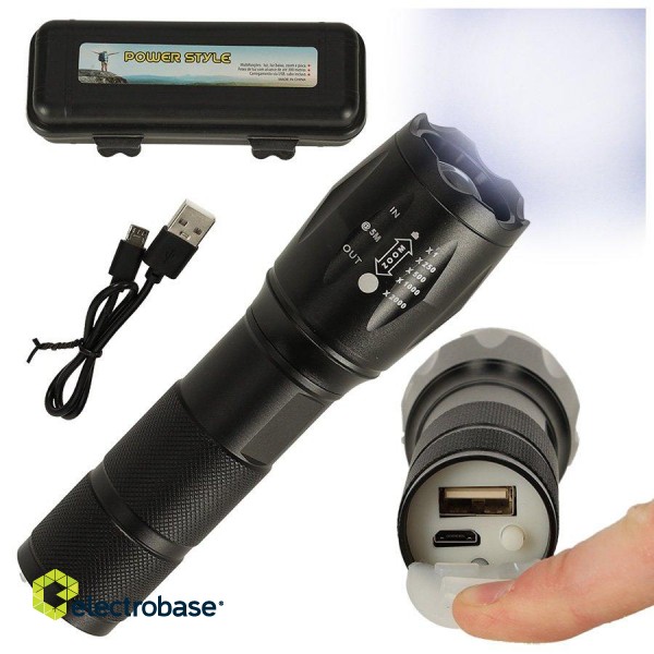 RoGer LED USB Flashlight 1800 lm paveikslėlis 1
