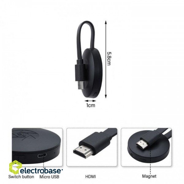 MiraScreen HDMI Dongle Chromecast Wireless Video signāla raidītājs Miracast, Screencast / DLNA / AirPlay image 2
