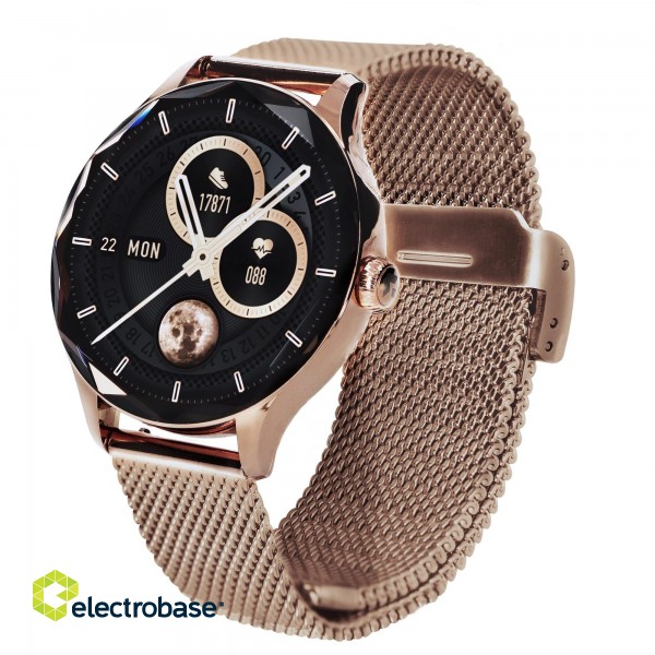 Garett Smartwatch Viva gold steel Viedpulkstenis AMOLED / IP67 / Find your phone / Music playback control image 2