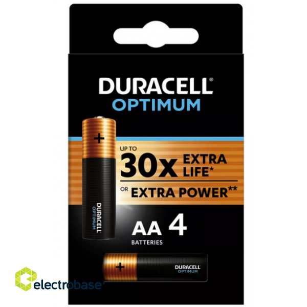 Duracell Optimum AA Alkaline Baterijas 4gab image 2