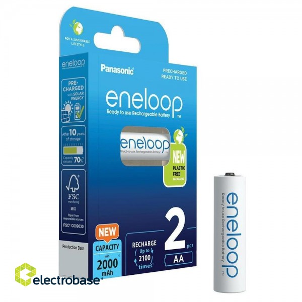Panasonic Eneloop Batteries AA 2000mAh rechargeable 2 pcs