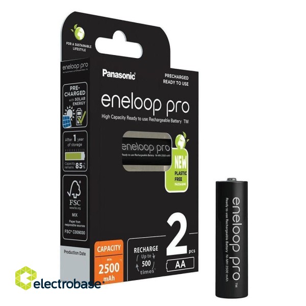 Panasonic Eneloop Pro Baterijas AA 2500mAh uzlādējams 2gb.