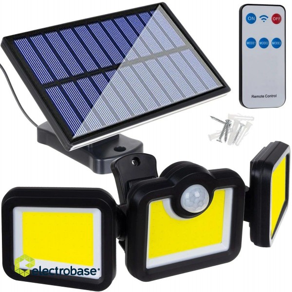 RoGer JD WD-427 Outdoor floodlight with motion sensor and solar panel 36W COB / 1500lm / 2400mAh / IP65 image 1
