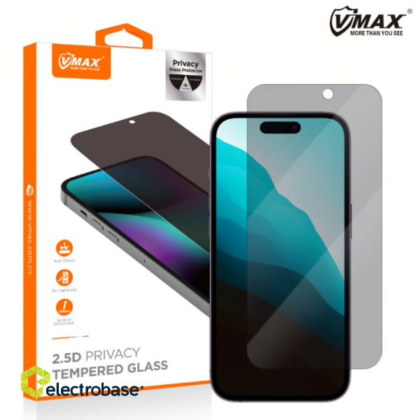 Vmax Privacy 2.5D Tempered Glass for Apple iPhone 14 paveikslėlis 2