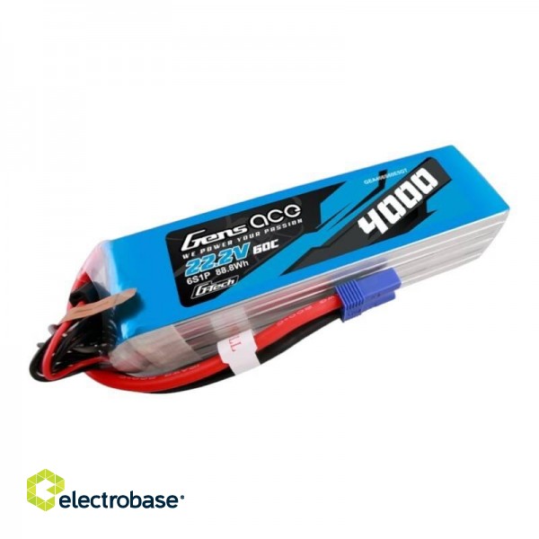 Gens ace G-Tech 4000mAh 22.2V 60C 6S1P Lipo Battery Pack with EC5 Plug image 2