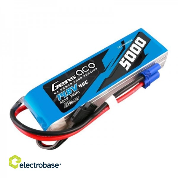 Gens ace G-Tech 5000mAh 14.8V 45C 4S1P Heli Lipo Battery with EC5 Plug image 2