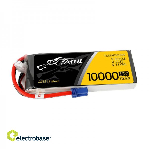Tattu 11.1V 15C 3S 10000mAh Lipo Battery Pack with EC5 plug image 1