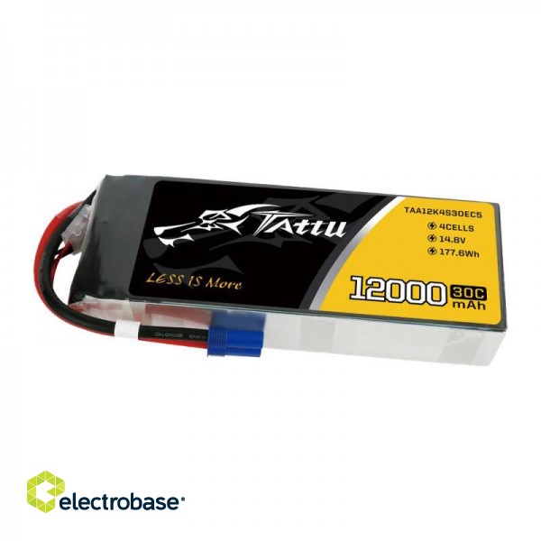 Tattu 12000mAh 14.8V 30C 4S1P Lipo Battery Pack with EC5 paveikslėlis 1
