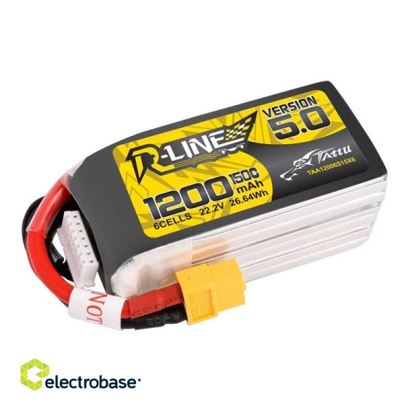 Battery Tattu R-Line 5.0 1200mAh 22.2V 150C 6S1P XT60 image 2