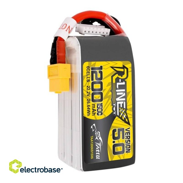 Battery Tattu R-Line 5.0 1200mAh 22.2V 150C 6S1P XT60 image 4