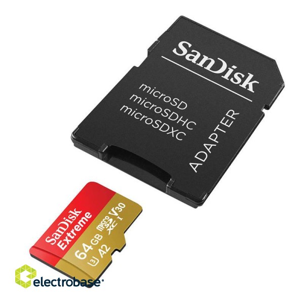 Memory card SANDISK EXTREME microSDXC 64 GB 170/80 MB/s UHS-I U3 ActionCam (SDSQXAH-064G-GN6AA)