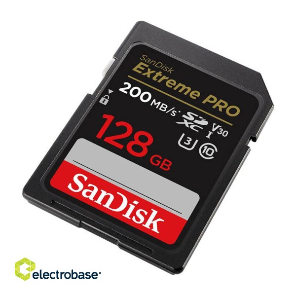 Memory card SANDISK EXTREME PRO SDXC 128GB 200/90 MB/s UHS-I U3  (SDSDXXD-128G-GN4IN) paveikslėlis 2