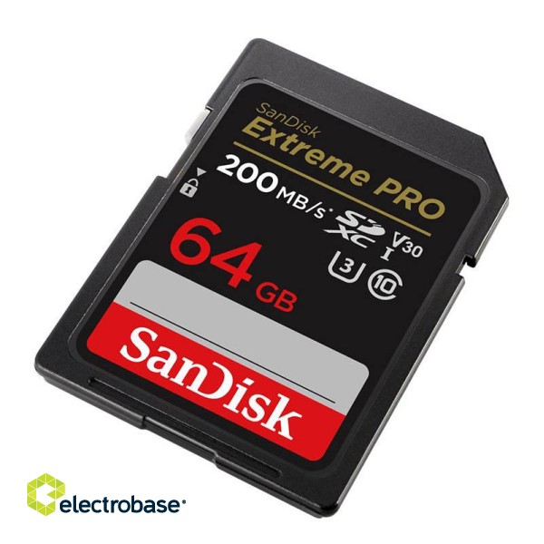 Memory card SANDISK EXTREME PRO SDXC 64GB 200/90 MB/s UHS-I U3 (SDSDXXU-064G-GN4IN) paveikslėlis 2