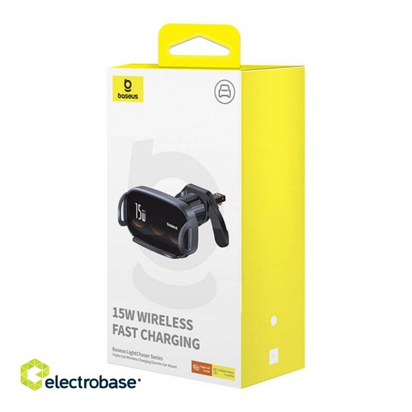 Car holder with inductive charger Baseus LightChaser (Black) paveikslėlis 6