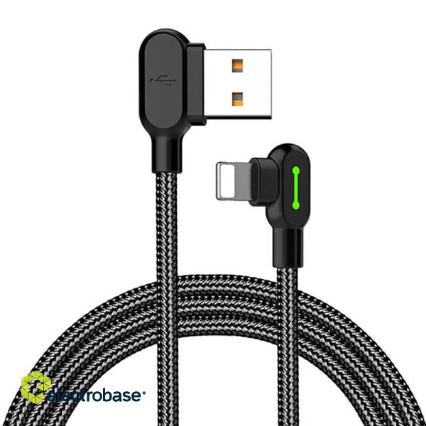 Angle USB Lightning Cable Mcdodo CA-4671 LED, 1.2m (Black) image 1