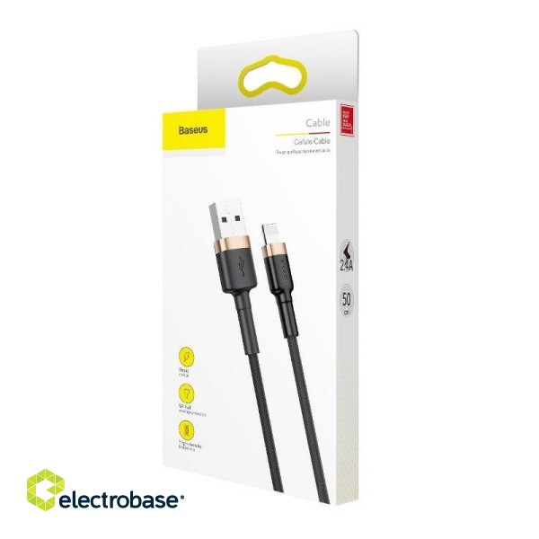 Baseus Cafule Cable USB Lightning 2.4A 1m (Gold+Black) paveikslėlis 10