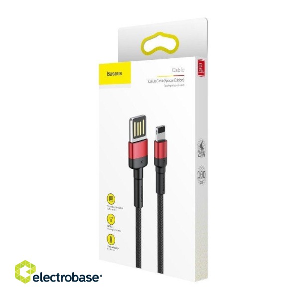 Baseus Cafule Double-sided USB Lightning Cable 2,4A 1m (Black+Red) image 5
