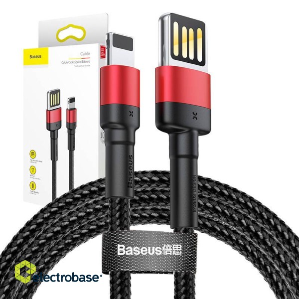 Baseus Cafule Double-sided USB Lightning Cable 2,4A 1m (Black+Red) paveikslėlis 6