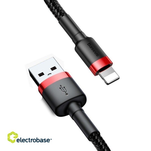 Baseus Cafule USB Lightning Cable 1,5A 2m (Black+Red) paveikslėlis 2