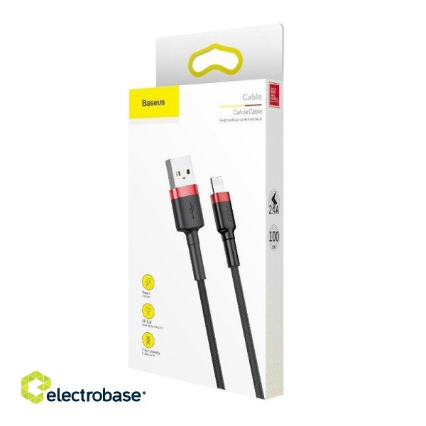 Baseus Cafule USB Lightning Cable 2.4A 1m (Red+Black) image 9