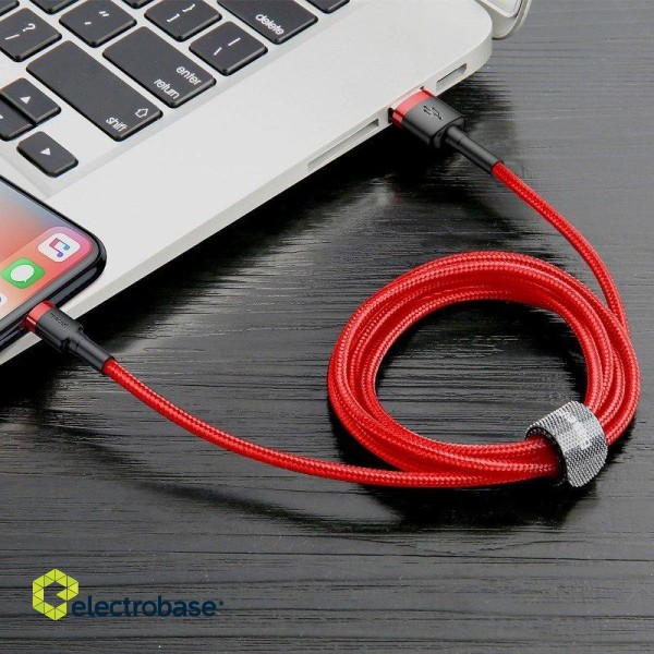 Baseus Cafule USB Lightning cable 2.4A 1m (black + red) paveikslėlis 6