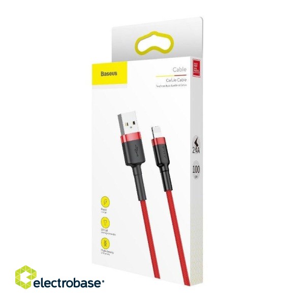 Baseus Cafule USB Lightning cable 2.4A 1m (black + red) paveikslėlis 9