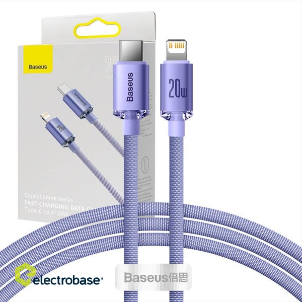 Baseus Crystal Shine cable USB-C to Lightning, 20W, PD, 1.2m (purple) image 1