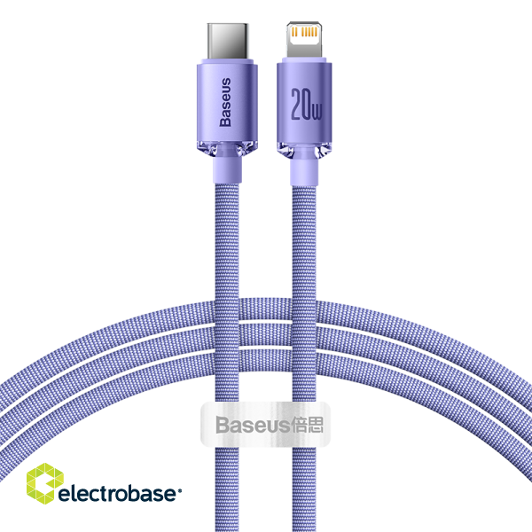 Baseus Crystal Shine cable USB-C to Lightning, 20W, PD, 1.2m (purple) image 2
