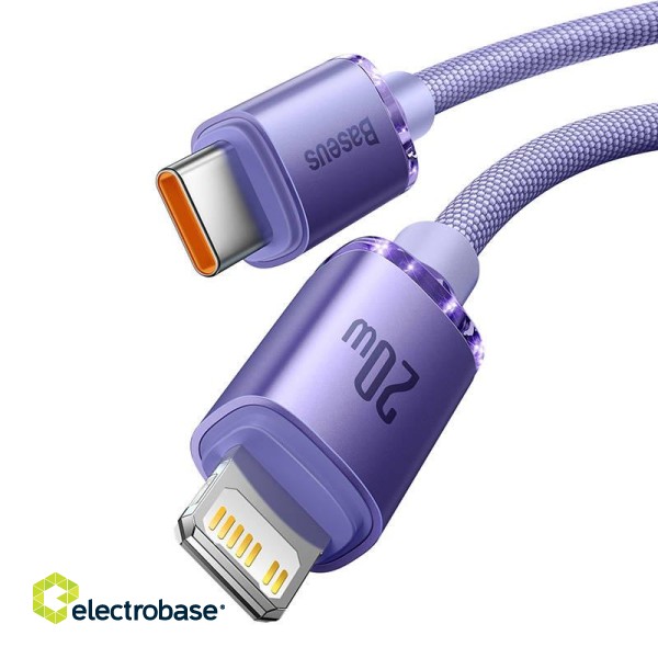Baseus Crystal Shine cable USB-C to Lightning, 20W, PD, 1.2m (purple) image 5