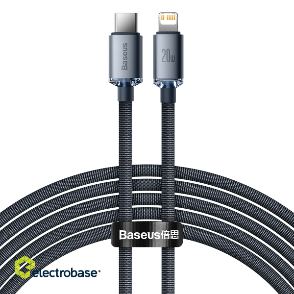 Baseus Crystal Shine cable USB-C to Lightning, 20W, PD, 2m (black) image 2