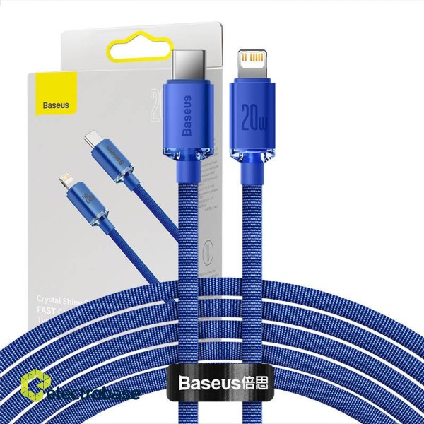 Baseus Crystal Shine cable USB-C to Lightning, 20W, PD, 2m (blue) paveikslėlis 1