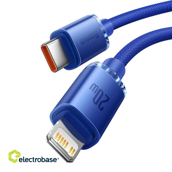 Baseus Crystal Shine cable USB-C to Lightning, 20W, PD, 2m (blue) paveikslėlis 3