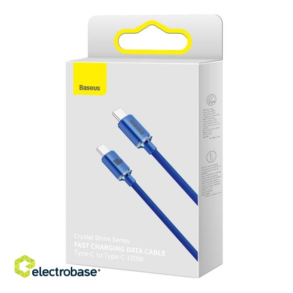 Baseus Crystal Shine cable USB-C to USB-C, 100W, 1.2m (blue) фото 7