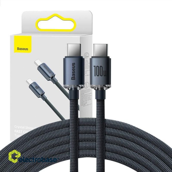Baseus Crystal Shine cable USB-C to USB-C, 100W, 2m (black) paveikslėlis 1