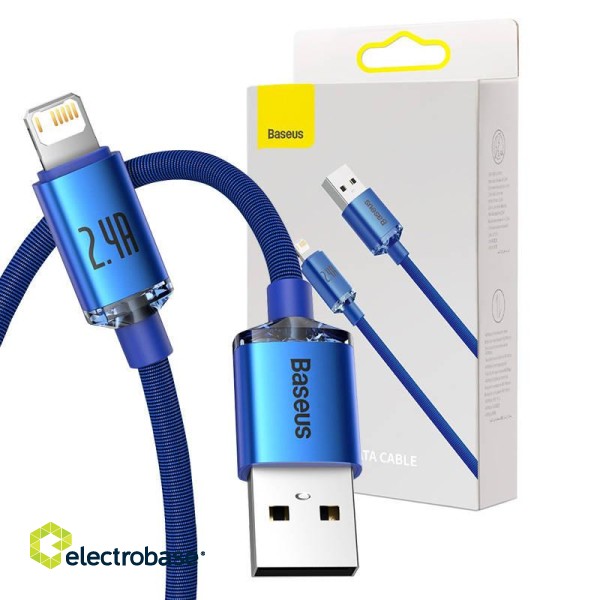 Baseus Crystal Shine cable USB to Lightning, 2.4A, 1.2m (blue) paveikslėlis 1