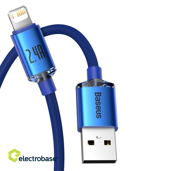 Baseus Crystal Shine cable USB to Lightning, 2.4A, 1.2m (blue) paveikslėlis 3