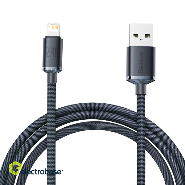 Baseus Crystal Shine cable USB to Lightning, 2.4A, 2m (black) paveikslėlis 2