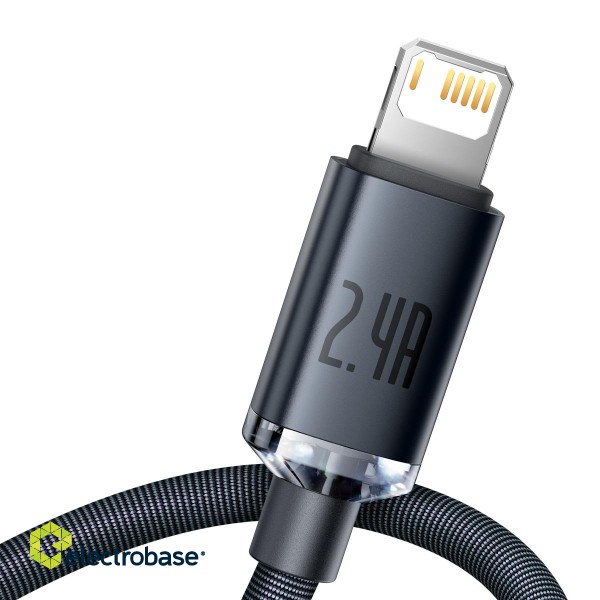 Baseus Crystal Shine cable USB to Lightning, 2.4A, 2m (black) paveikslėlis 4