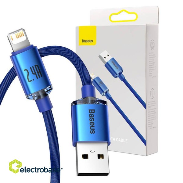 Baseus Crystal Shine cable USB to Lightning, 2.4A, 2m (blue) paveikslėlis 1