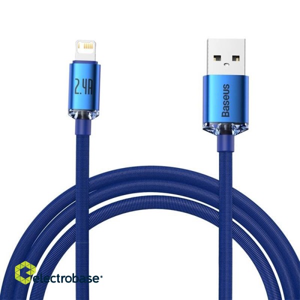 Baseus Crystal Shine cable USB to Lightning, 2.4A, 2m (blue) paveikslėlis 2