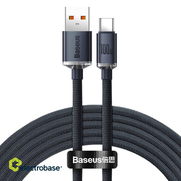 Cable USB A plug - USB C plug 1.2m PD2.0 100W (do not compatible with iPhone 15) 20V 5A QC3.0 Crystal Shine black BASEUS image 1