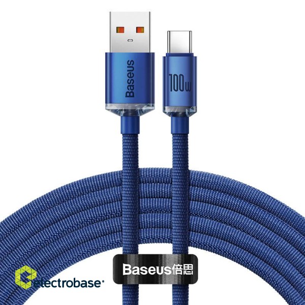 Baseus Crystal Shine cable USB to USB-C, 5A100W1.2m (blue) фото 2