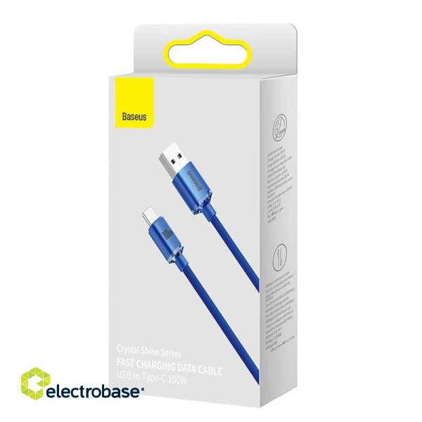 Baseus Crystal Shine cable USB to USB-C, 5A100W1.2m (blue) фото 6