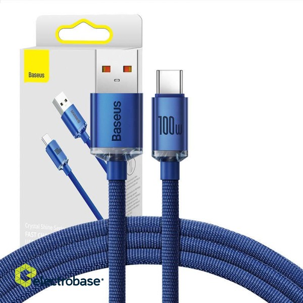 Baseus Crystal Shine cable USB to USB-C, 5A100W1.2m (blue) image 1