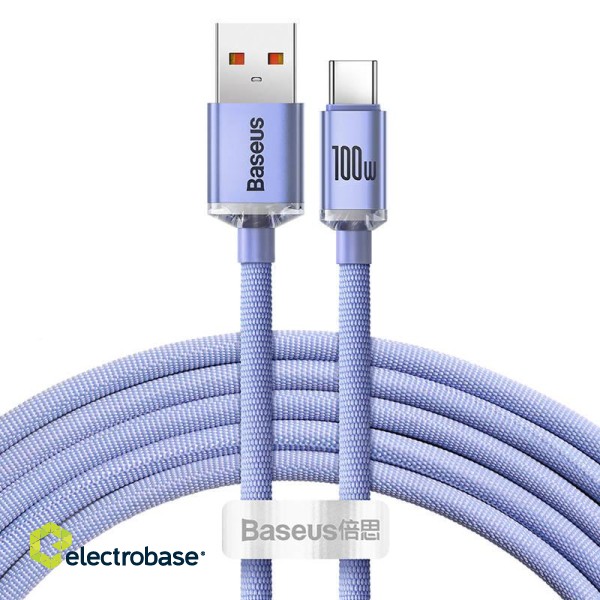 Baseus Crystal Shine cable USB to USB-C, 100W, 2m (purple) image 2