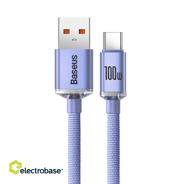 Baseus Crystal Shine cable USB to USB-C, 100W, 2m (purple) image 7